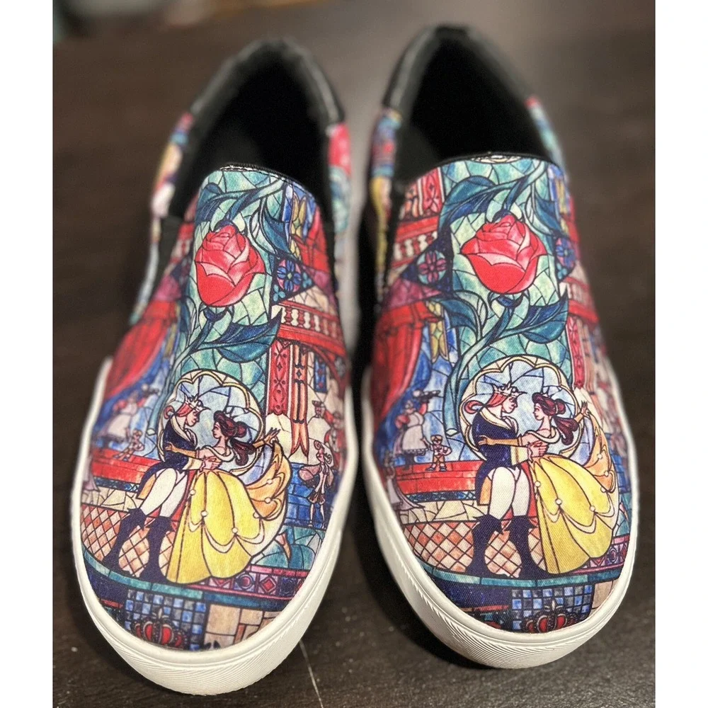 Disney Princess Beauty &‎ The Beast Slip On Canvas Wide Width Shoes Size 6WW
